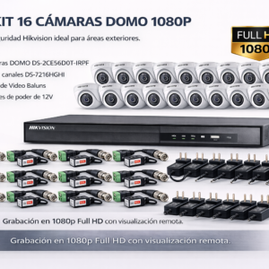 Kit Hikvision 16 Cámaras Domo 1080p Full HD