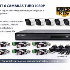 Kit Hikvision 8 Cámaras Tubo 1080p Full HD