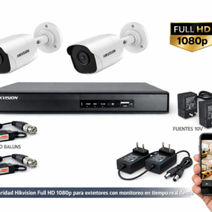 Kit 2 Cámaras Tubo Hikvision 1080p Full HD | Seguridad Exterior